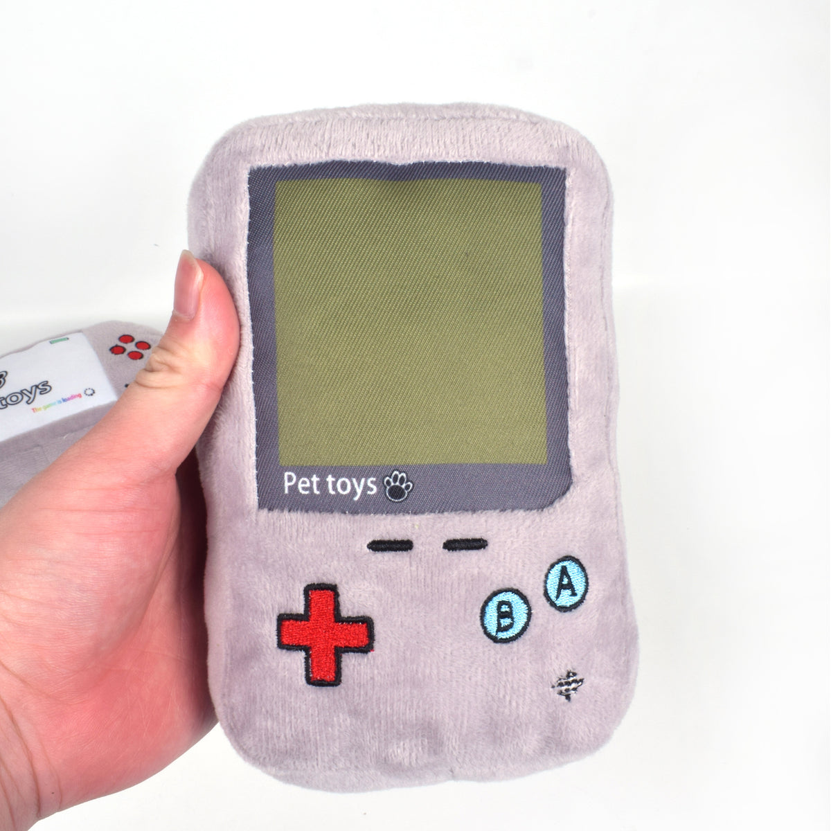 Grey Plush Squeaky Pet Toy