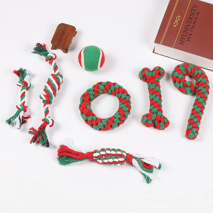 Christmas Cotton Rope Dog Toy Set