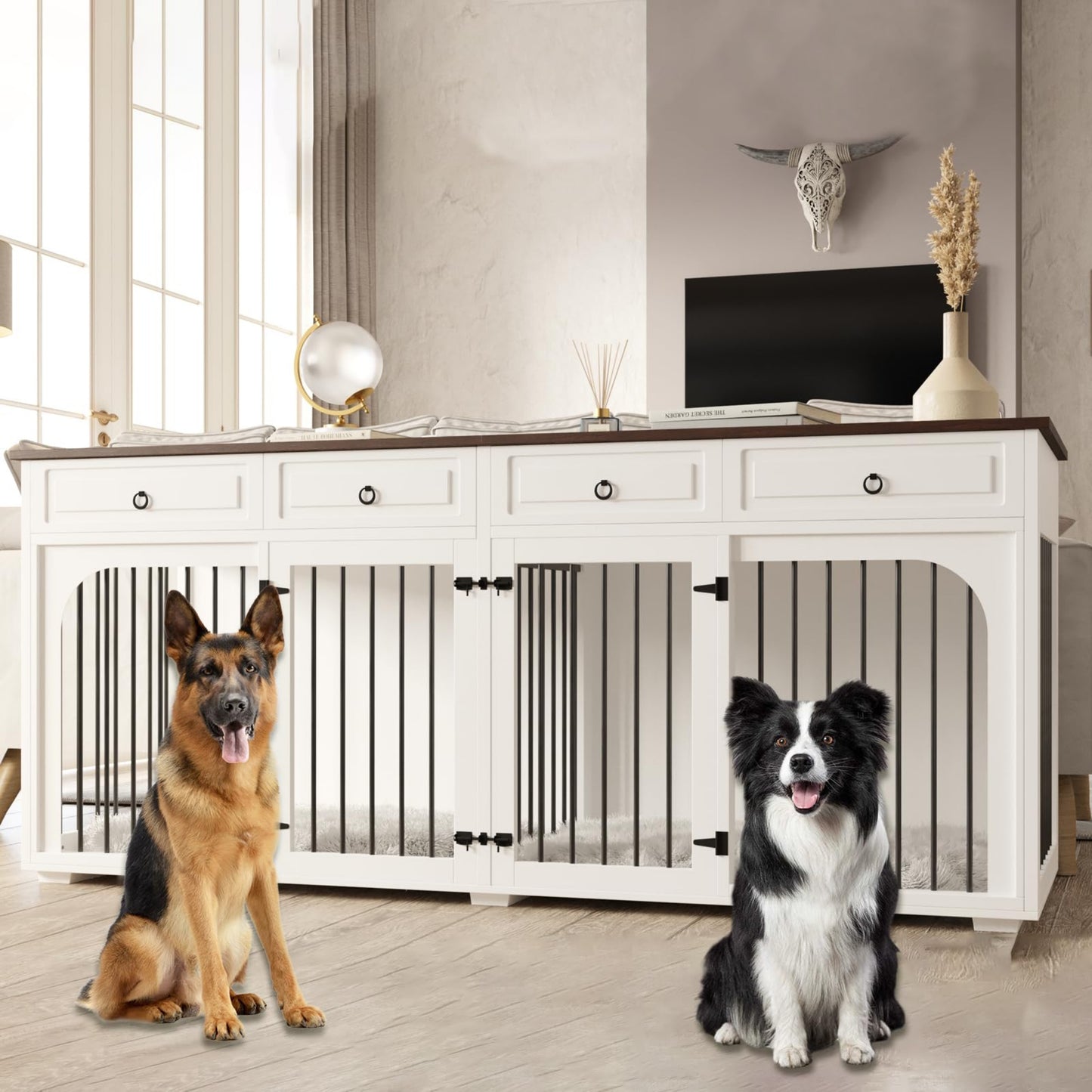 Tucker Murphy Pet Furniture Style Dog Crate with 4 Drawers and Divider