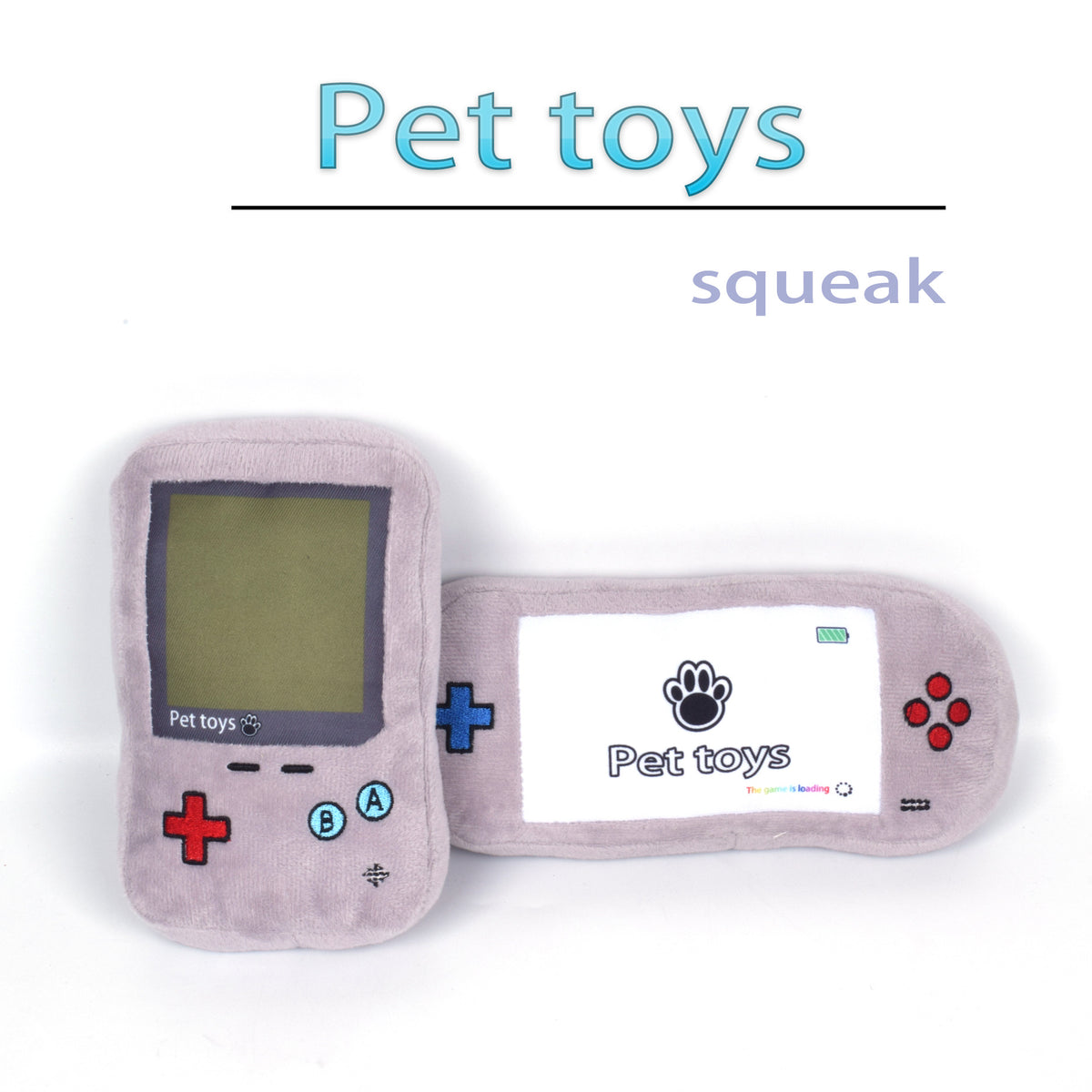 Grey Plush Squeaky Pet Toy