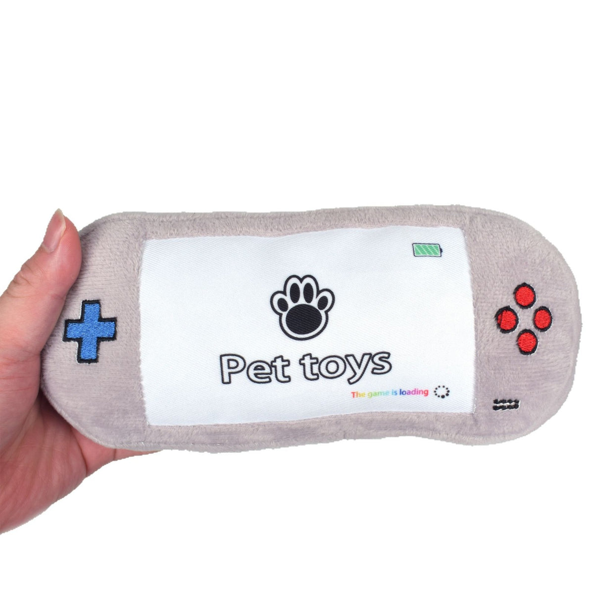 Grey Plush Squeaky Pet Toy