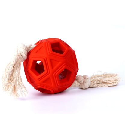 Rubber & Rope Interactive Chew Ball for Dogs