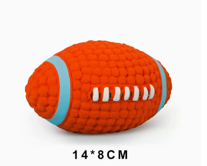 Latex Rugby Ball Squeaky Dog Toy, 2 Sizes