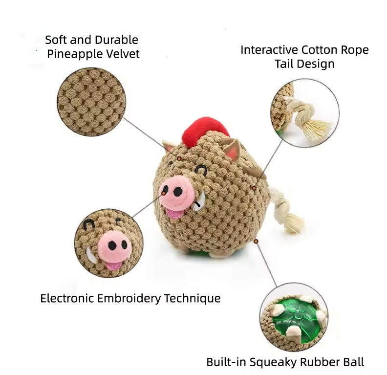 Interactive Plush Squeaky Ball Dog Toy