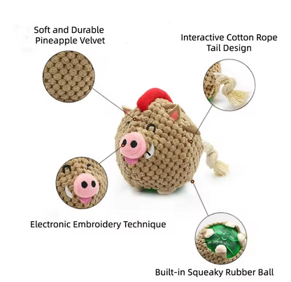 Interactive Plush Squeaky Ball Dog Toy