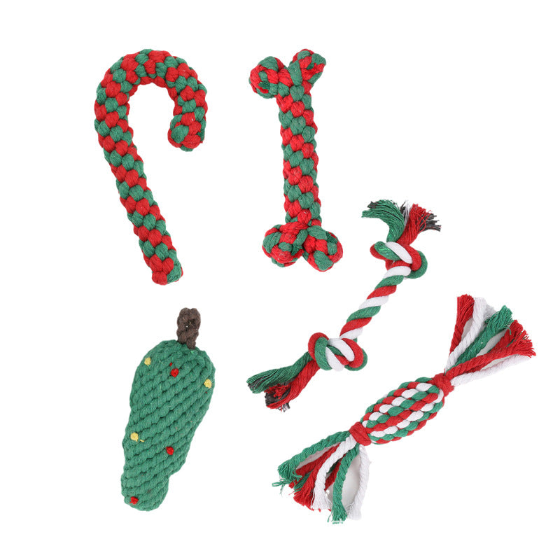 Christmas Cotton Rope Dog Toy Set