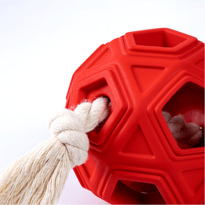 Rubber & Rope Interactive Chew Ball for Dogs
