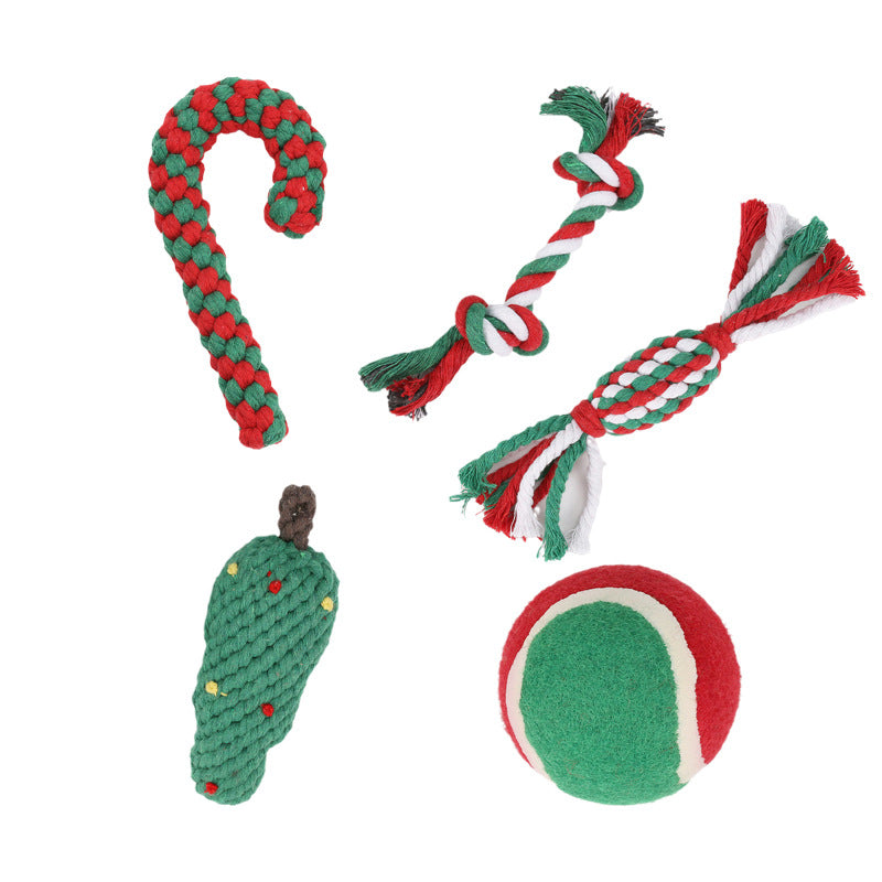 Christmas Cotton Rope Dog Toy Set