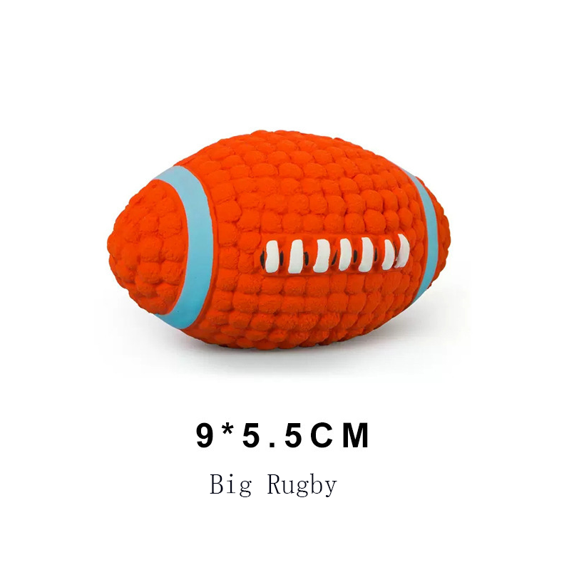 Latex Rugby Ball Squeaky Dog Toy, 2 Sizes