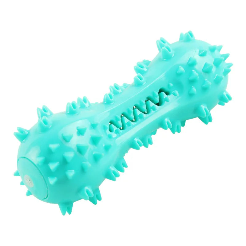 Dumbbell-Shaped Squeaky Rubber Chew Toy