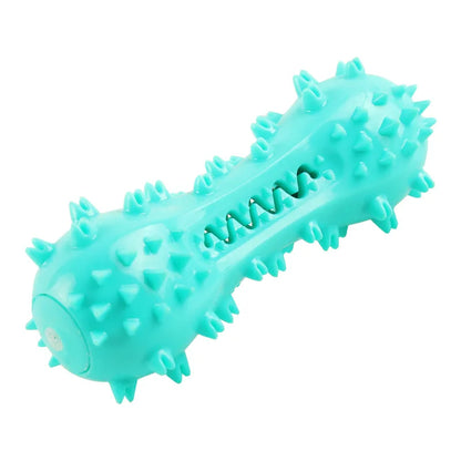 Dumbbell-Shaped Squeaky Rubber Chew Toy