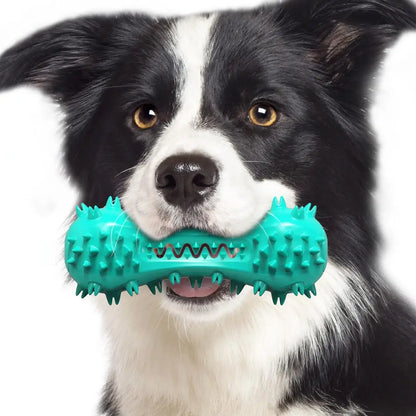 Dumbbell-Shaped Squeaky Rubber Chew Toy